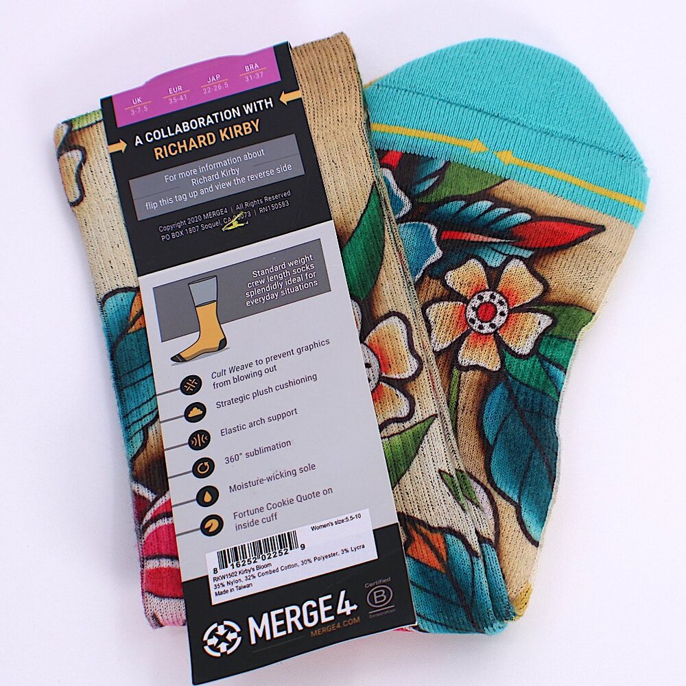 Merge4 Crew Socks Artist Collaboration W/Richard Kirby Women's Sz 5.5-10